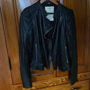 Zara Vegan black leather biker jacket, Trafaluc size M